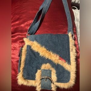 Jean/fur bag
